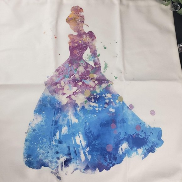 Princess Cinderella Blue Silhouette Mouse Themed Home Decorative Pillowcase - Picture 6 of 13